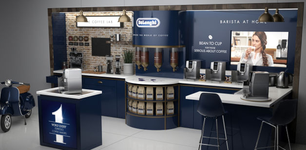 POS retail permanent display harrods delonghi