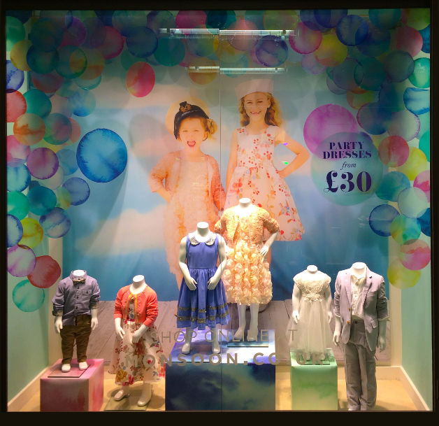 POS retail window display monsoon bubbles